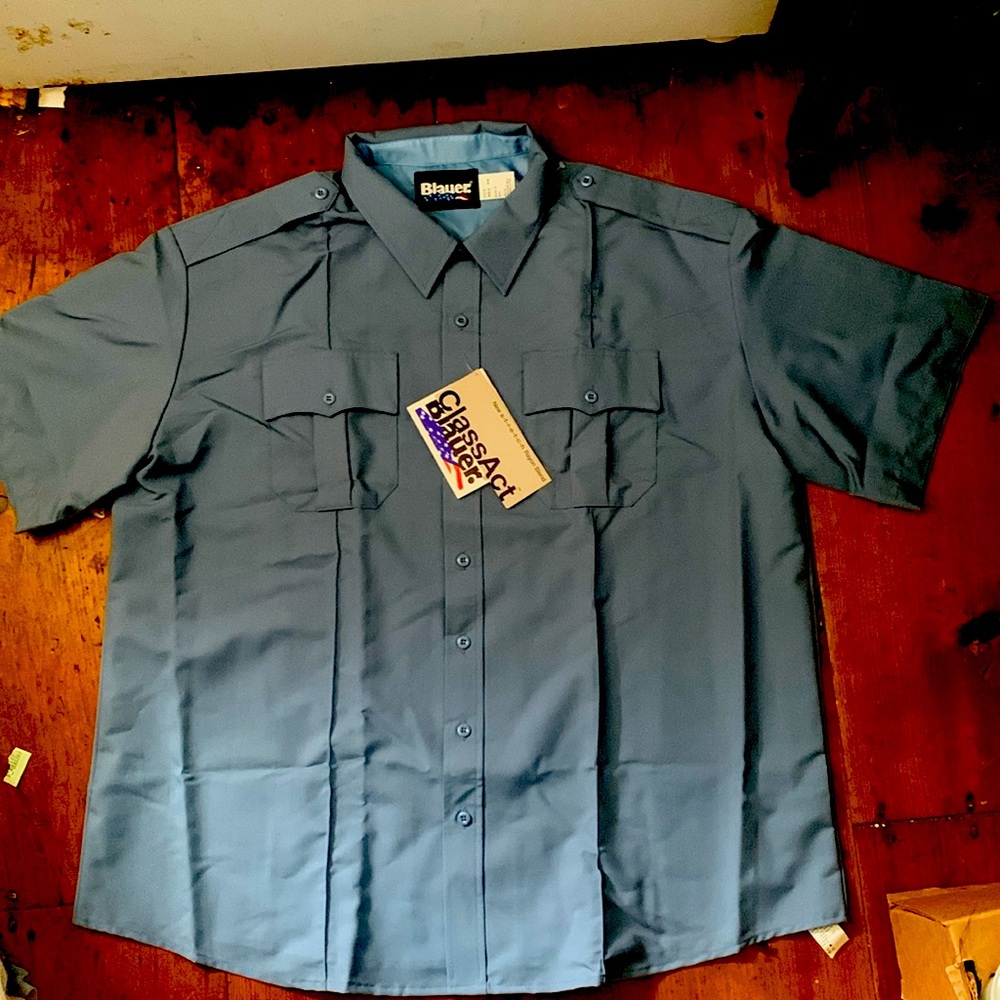 3/$40 Blauer Class Act Uniform Shirt Military 1st Responder Police Stretch Rayon